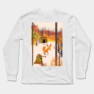 Cartoon Fox in the woodland Long Sleeve T-Shirt